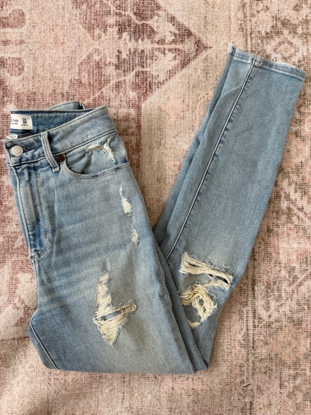 Abercrombie | Light Wash High Rise Super Skinny Distressed Jeans, Curve Love